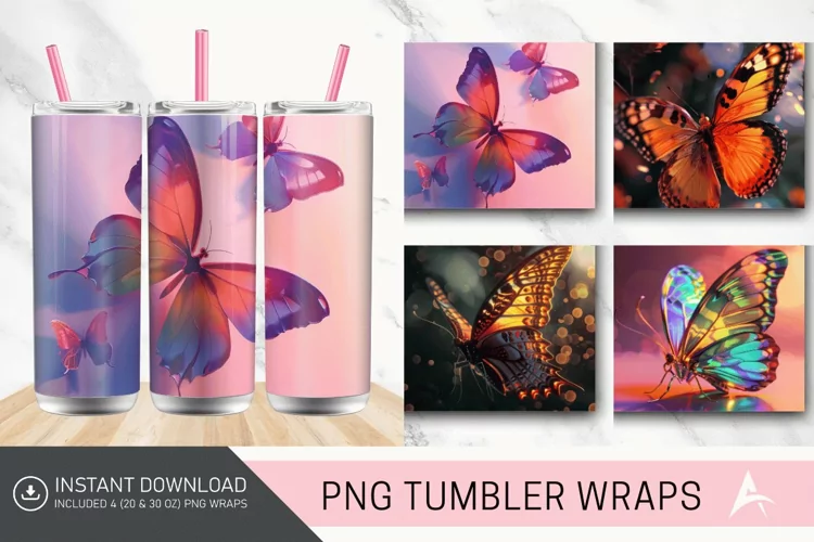 3D Butterfly Tumbler Wrap