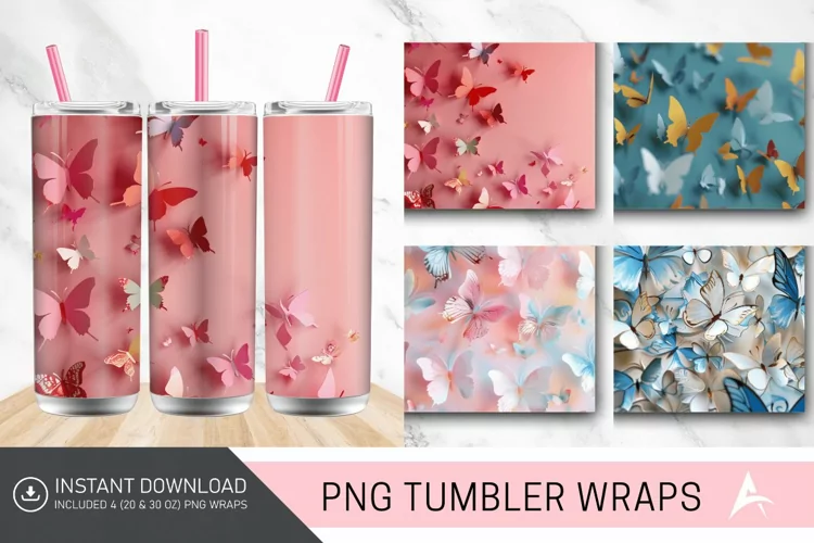 3D Butterfly Tumbler Wrap