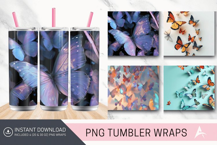 3D Butterfly Tumbler Wrap
