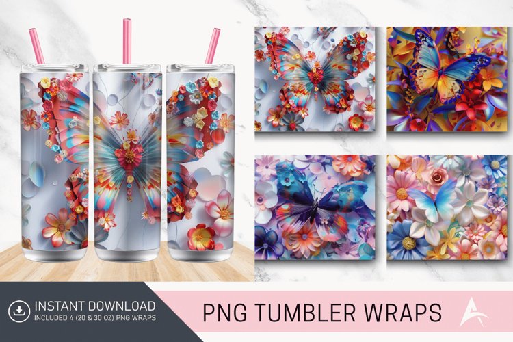 3D Butterfly Tumbler Wrap example image 1