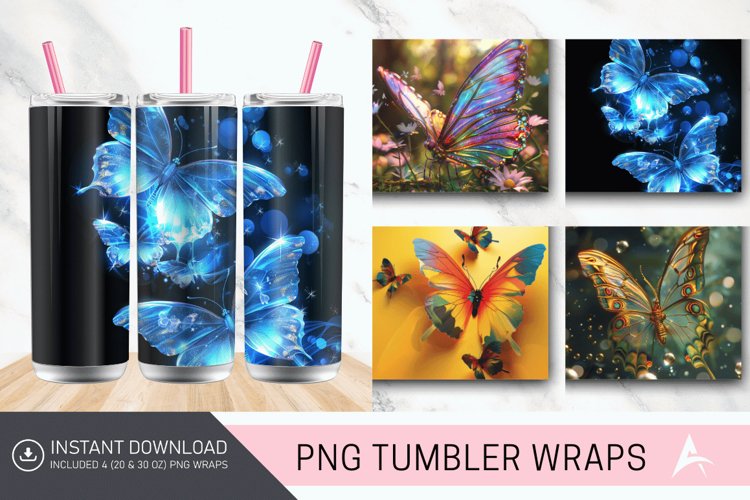 3D Butterfly Tumbler Wrap