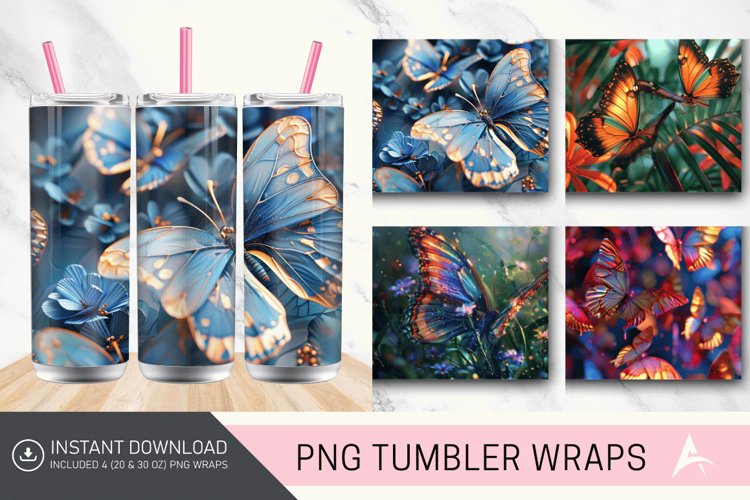 3D Butterfly Tumbler Wrap