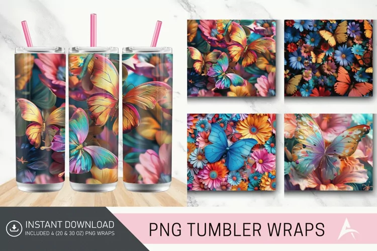 3D Butterfly Tumbler Wrap