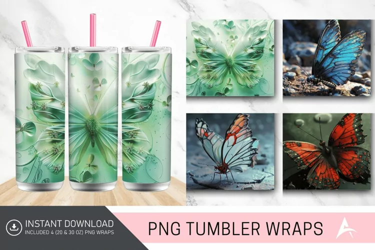 3D Butterfly Tumbler Wrap