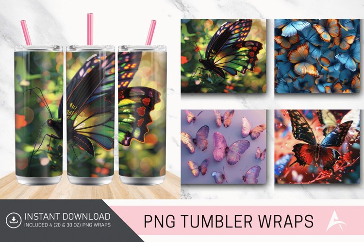 3D Butterfly Tumbler Wrap example image 1