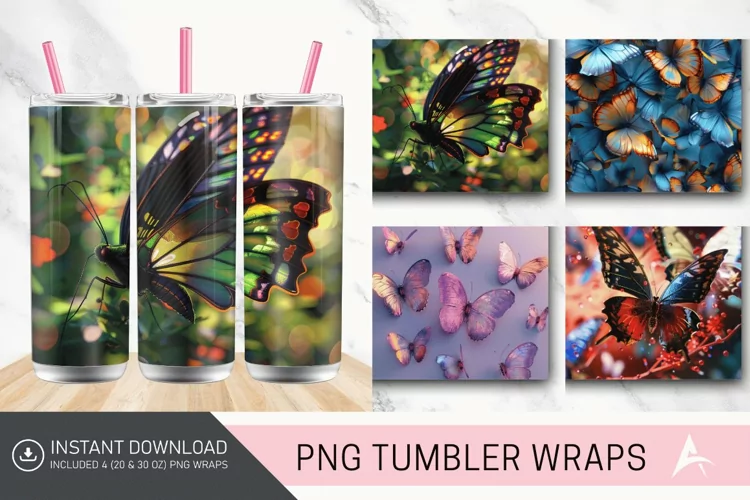 3D Butterfly Tumbler Wrap