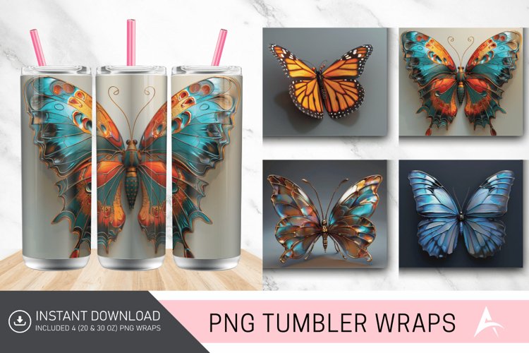 3D Butterfly Tumbler wrap