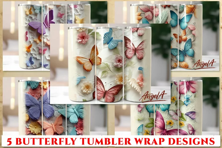 3d sublimation tumbler wrap summer / 3d Butterfly tumbler