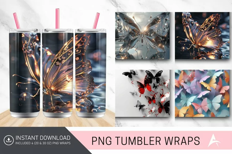 3D Butterfly Tumbler Wrap
