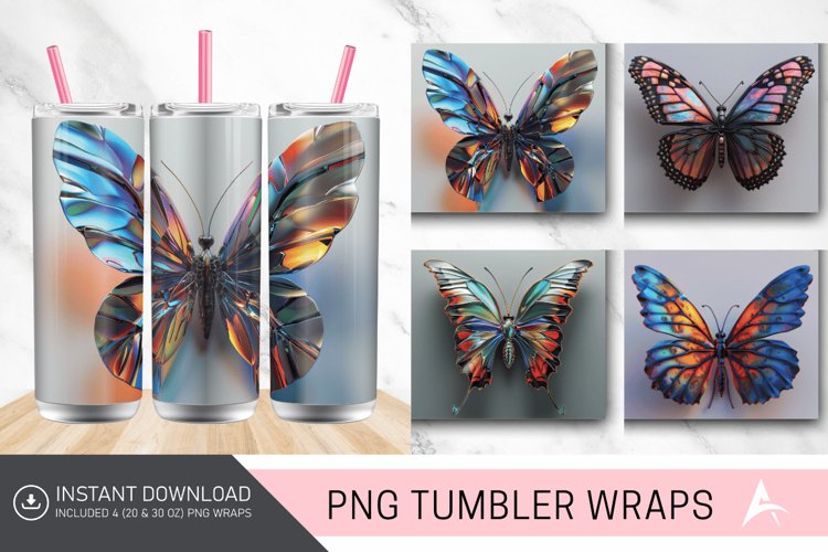 3D Butterfly Tumbler wrap