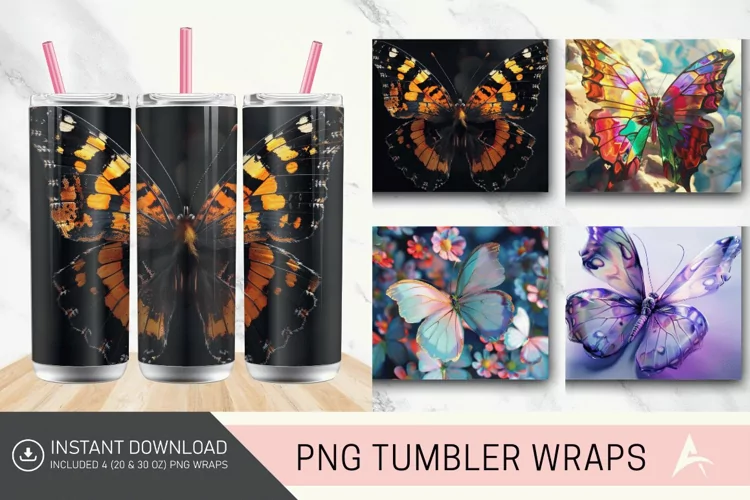3D Butterfly Tumbler Wrap