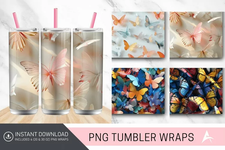 3D Butterfly Tumbler Wrap