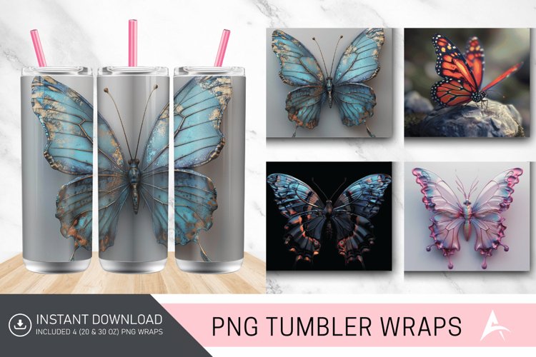 3D Butterfly Tumbler wrap