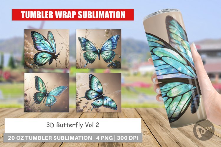 Tumbler Wrap 3D Butterfly