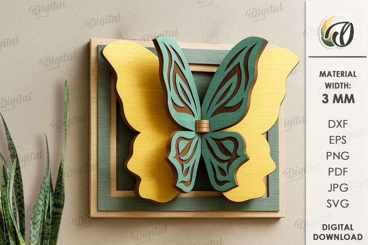 3D Butterfly Wall Decor laser Cut. Layered Wall Decor SVG