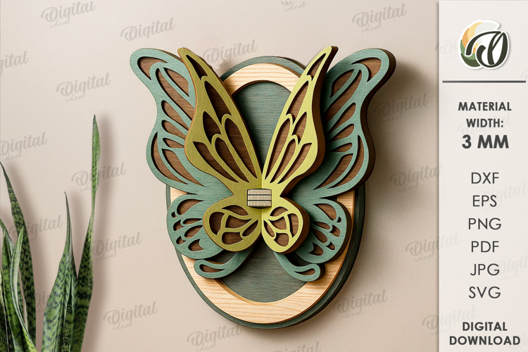 3D Butterfly Wall Decor laser Cut. Layered Wall Decor SVG