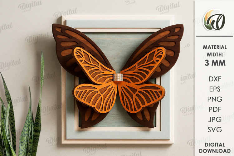 3D Butterfly Wall Decor laser Cut. Layered Wall Decor SVG