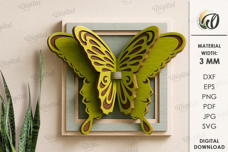3D Butterfly Wall Decor laser Cut. Layered Wall Decor SVG