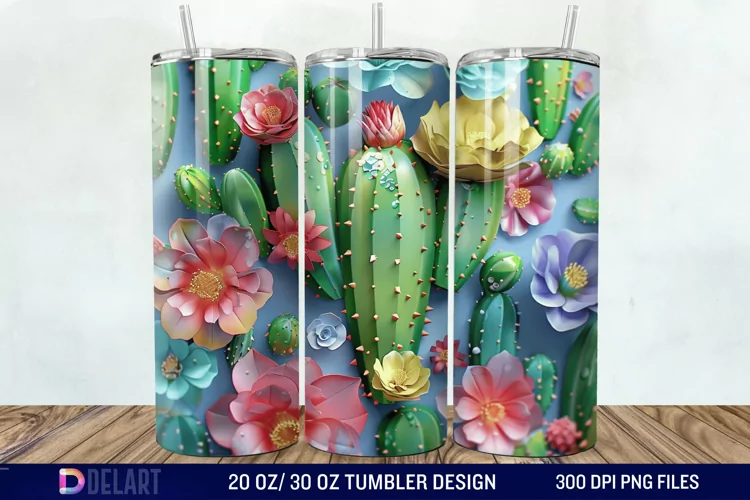 3D Cactus Tumbler Wrap