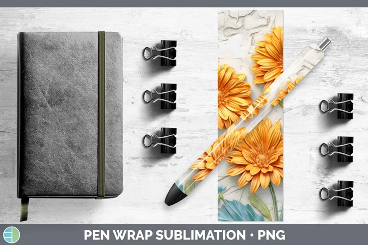 3D Calendula Pen Wrap Sublimation Epoxy Pen Designs