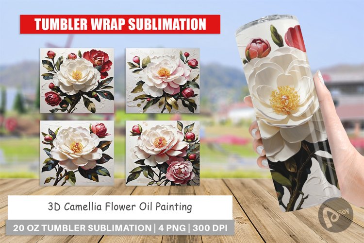 Tumbler Wrap 3D Camellia Flower