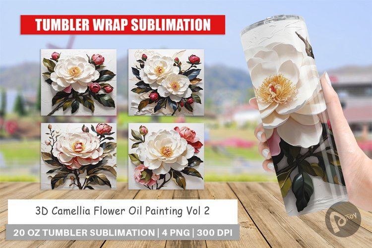Tumbler Wrap 3D Camellia Flower