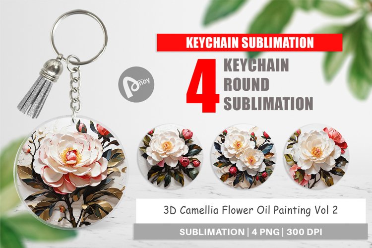 Keychain 3D Camellia Flower