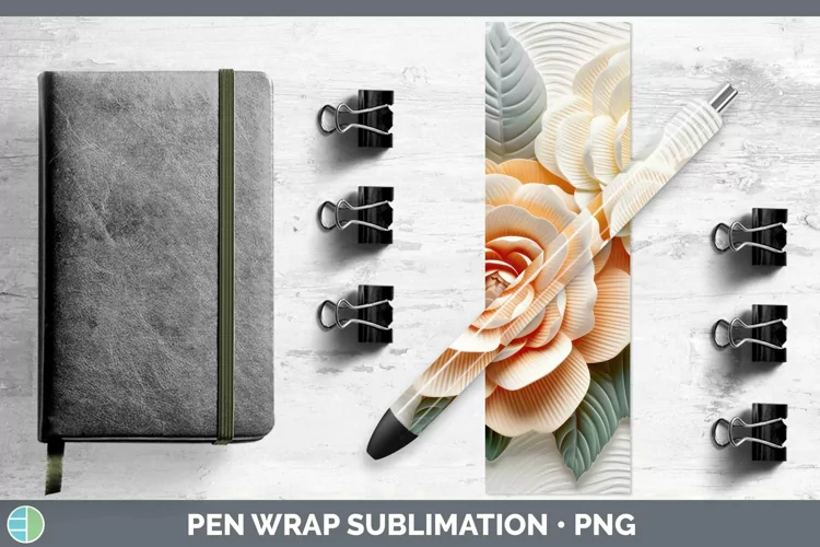 3D Camellia Pen Wrap Sublimation Epoxy Pen Designs