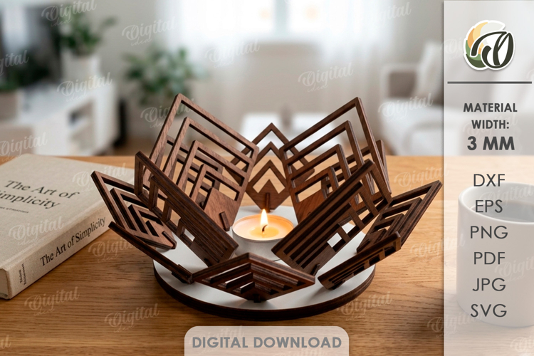 3D Candle Holder Laser Cut. Tea Light Holder SVG