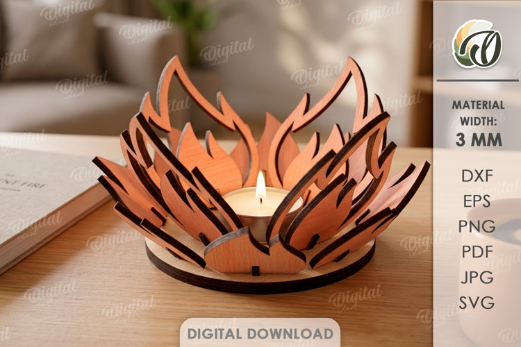 3D Candle Holder Laser Cut. Tea Light Holder SVG