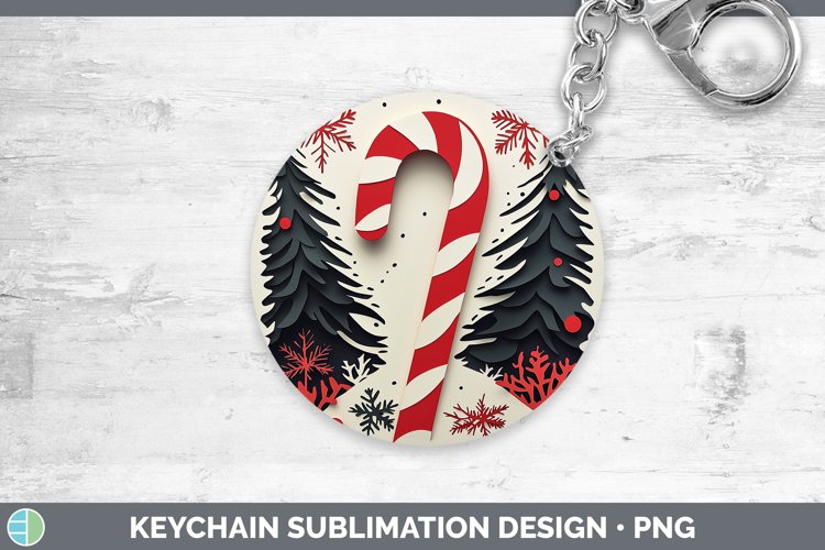 3D Candy Cane Keychain Sublimation Keyring Designs