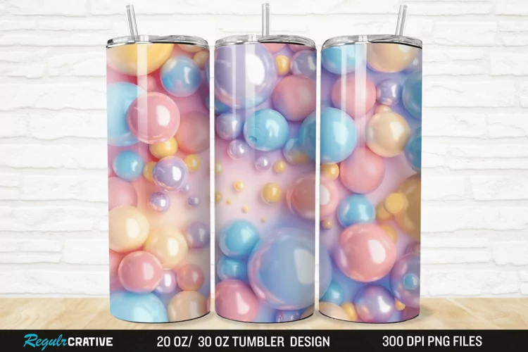 3D Candy Sweet Pastel Color 20/30oz Skinny Tumbler