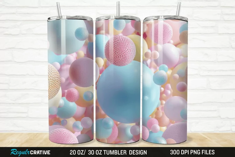 3D Candy Sweet Pastel Color 20/30oz Skinny Tumbler