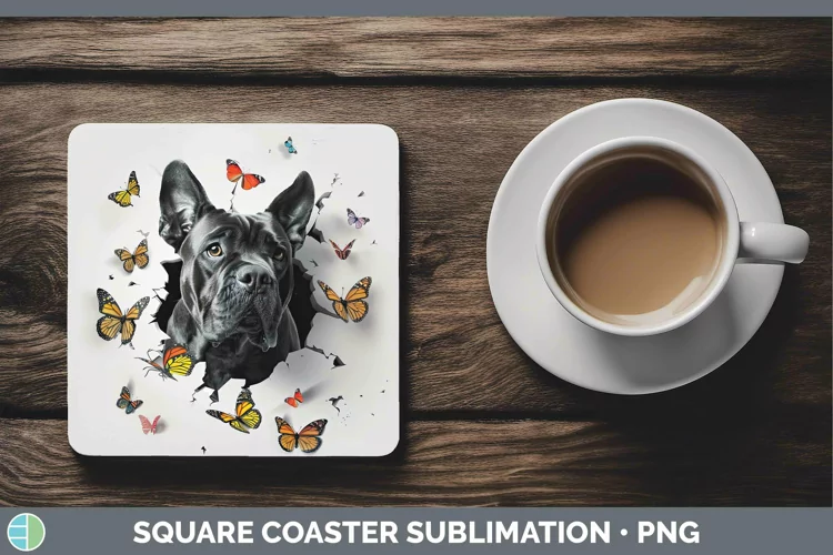 3D Cane Corso Square Coaster | Sublimation Coaster Designs