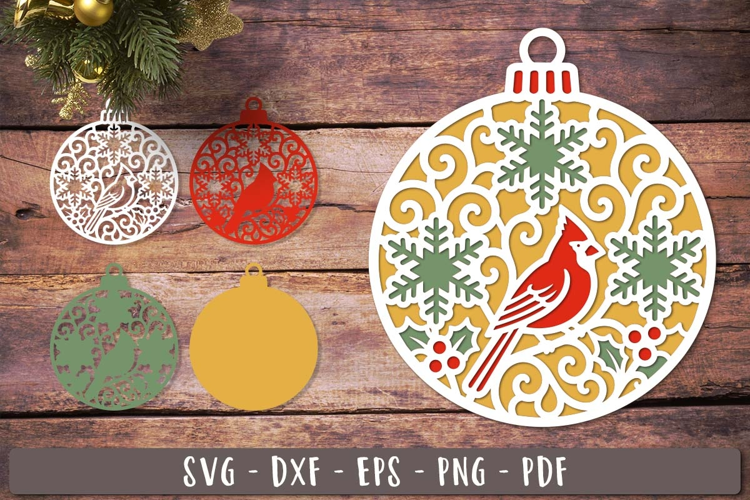 3d Cardinal Ornament SVG Christmas Layered design