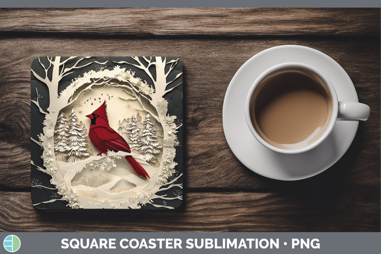 3D Cardinal Square Coaster Sublimation Coaster Designs
