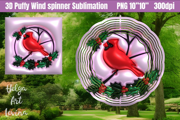 3D Puffy Wind Spinner | Cardinal Sublimation example image 1