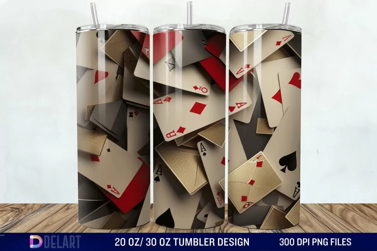 3D Cards Tumbler Wrap