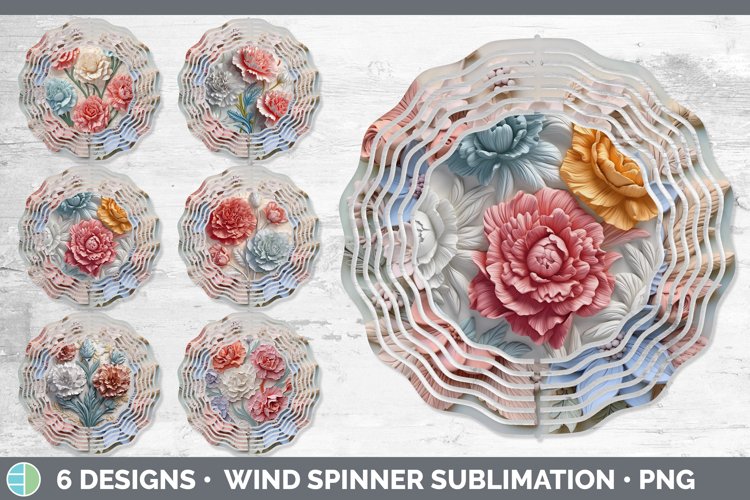 3D Carnation Flowers Wind Spinner | Sublimation Spinner Desi