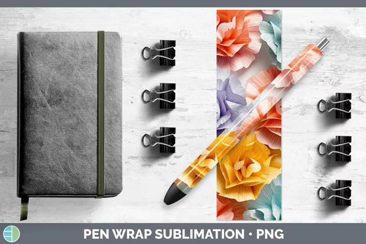 3D Carnation Pen Wrap | Sublimation Epoxy Pen Designs