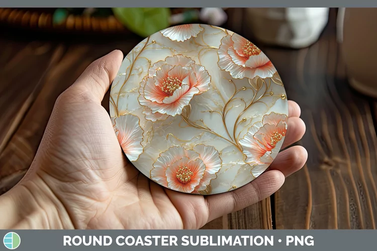 3D Carnation Round Coaster Sublimation Coaster Designs