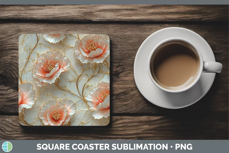 3D Carnation Square Coaster Sublimation Coaster Designs