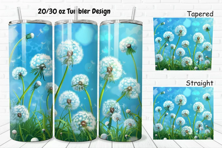 3D Cartoon Dandelions 20/30oz Skinny Tumbler
