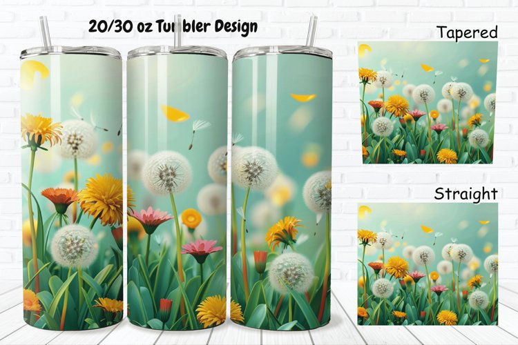 3D Cartoon Dandelions 20/30oz Skinny Tumbler example image 1