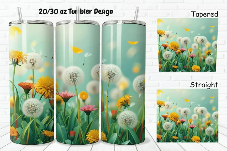 3D Cartoon Dandelions 20/30oz Skinny Tumbler