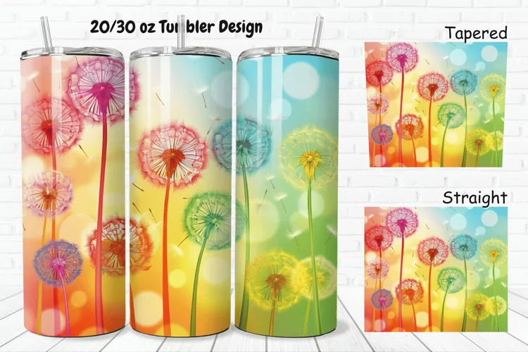 3D Cartoon Dandelions 20/30oz Skinny Tumbler