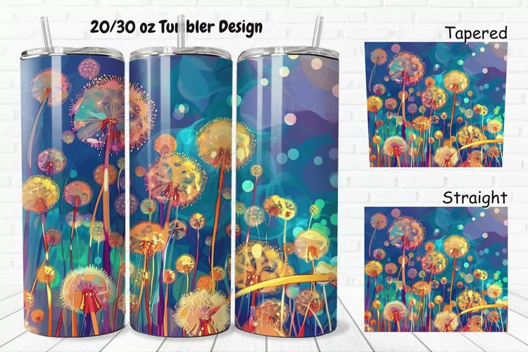 3D Cartoon Dandelions 20/30oz Skinny Tumbler