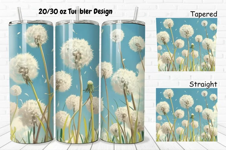 3D Cartoon Dandelions 20/30oz Skinny Tumbler