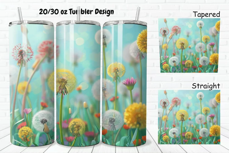 3D Cartoon Dandelions 20/30oz Skinny Tumbler