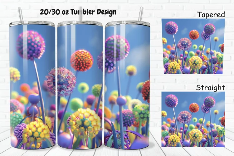 3D Cartoon Dandelions 20/30oz Skinny Tumbler